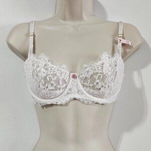VS Dream Angels Wicked Unlined Lace Balconette Bra -Coconut White- 34C- 26821720